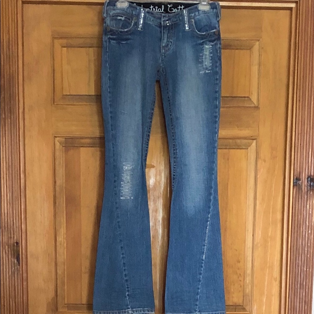Industrial Cotton Embellished Flare Jeans